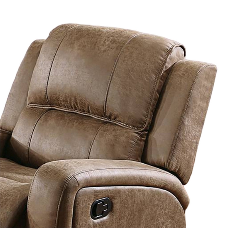 Charles Manual Recliner Chair- Chestnut Brown Faux Leather- Solid Wood