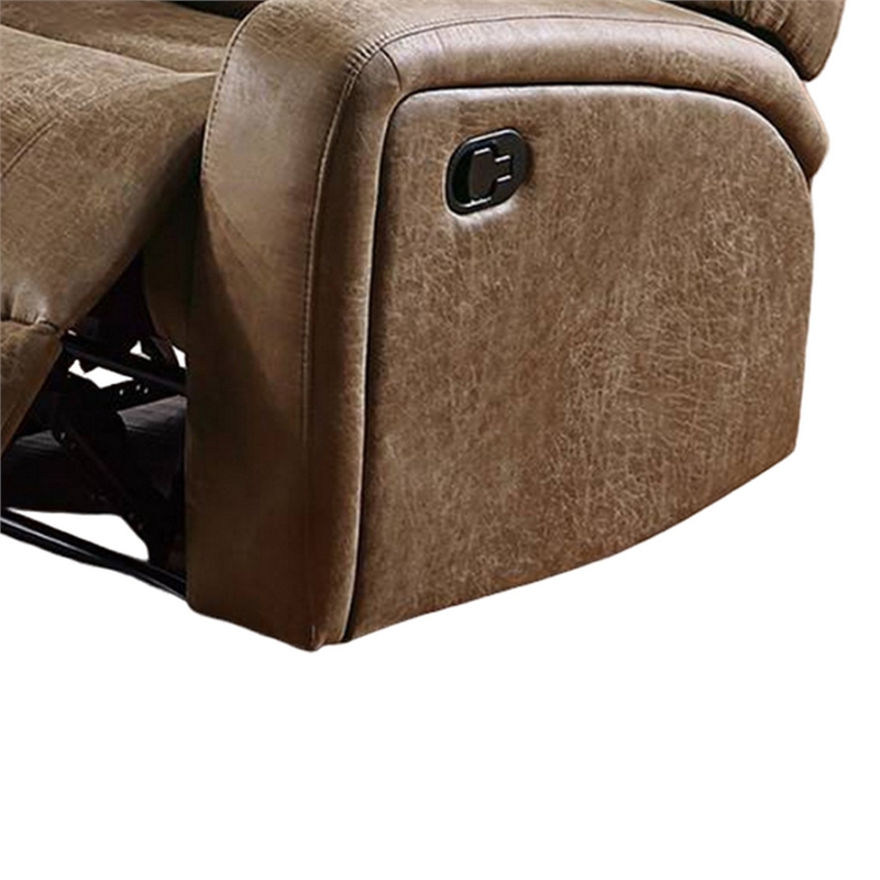 Charles Manual Recliner Chair- Chestnut Brown Faux Leather- Solid Wood