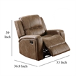 Charles Manual Recliner Chair- Chestnut Brown Faux Leather- Solid Wood