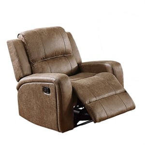 Charles Manual Recliner Chair- Chestnut Brown Faux Leather- Solid Wood