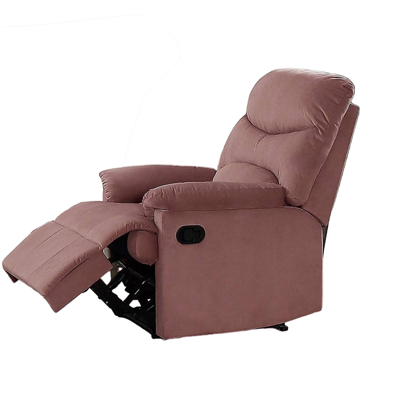 Karry Manual Recliner Chair- Cushioned Blush Pink Velvet- Solid Wood