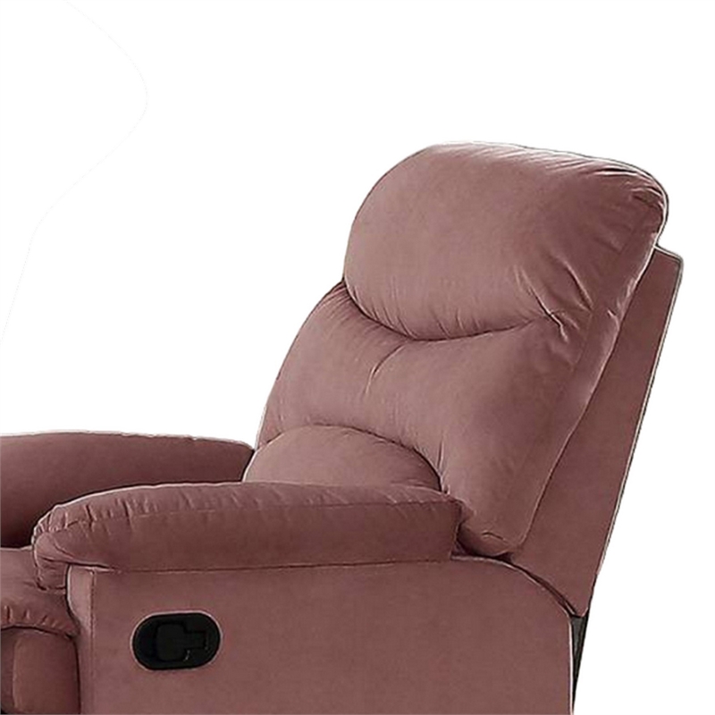 Karry Manual Recliner Chair- Cushioned Blush Pink Velvet- Solid Wood