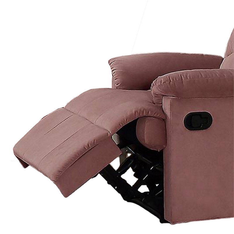 Karry Manual Recliner Chair- Cushioned Blush Pink Velvet- Solid Wood