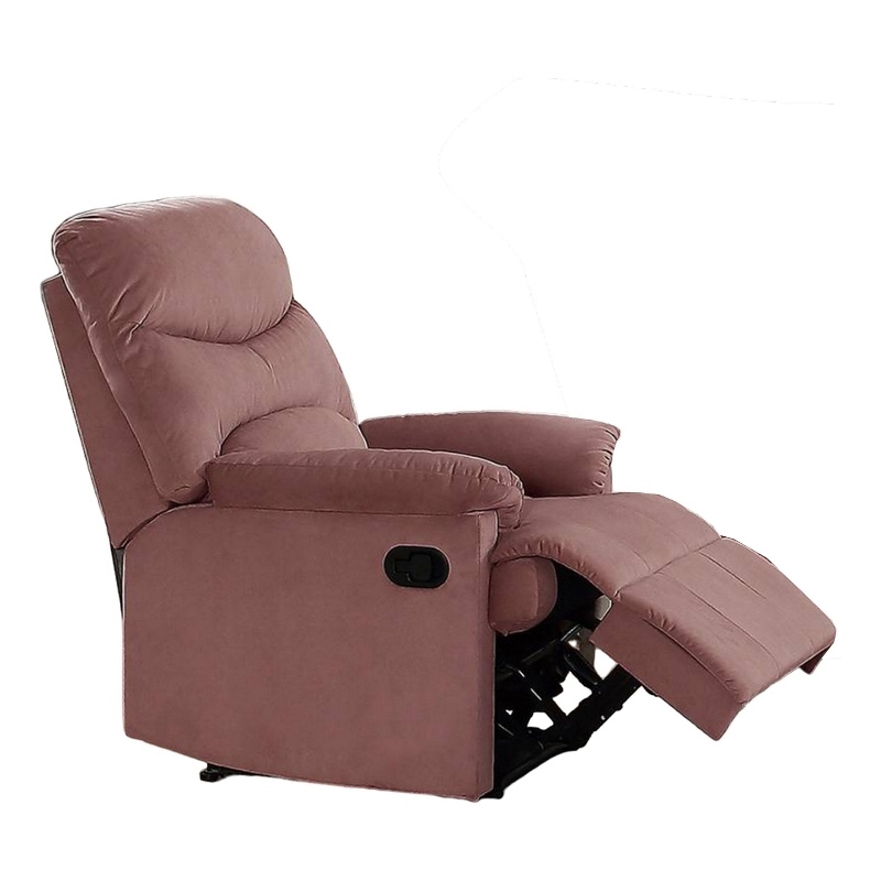 Karry Manual Recliner Chair- Cushioned Blush Pink Velvet- Solid Wood