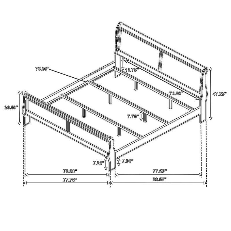 Nim King Size Bed- Sleigh Panel Headboard Design- White- Low Profile