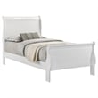 Nim Twin Size Bed- Sleigh Panel Headboard Design- White- Low Profile