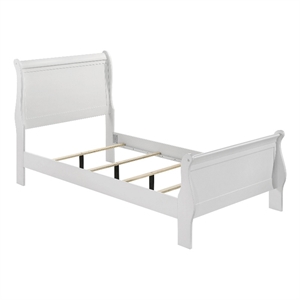 Nim Twin Size Bed- Sleigh Panel Headboard Design- White- Low Profile
