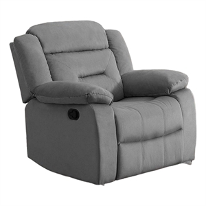 Niko Manual Recliner Chair- Soft Tufted Light Gray Velvet- Solid Wood