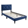Lilian Full Bed- Tufted Navy Blue Velvet Upholstery- Diamond Stitch