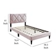 Lilian Full Bed- Tufted Light Pink Velvet Upholstery- Diamond Stitch