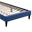 Lilian Full Bed- Tufted Navy Blue Velvet Upholstery- Chevron Stitch