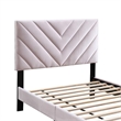 Lilian Full Bed- Tufted Light Pink Velvet Upholstery- Chevron Stitch