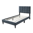Lilian Full Bed- Soft Biscuit Tufted Charcoal Gray Linen Upholstery
