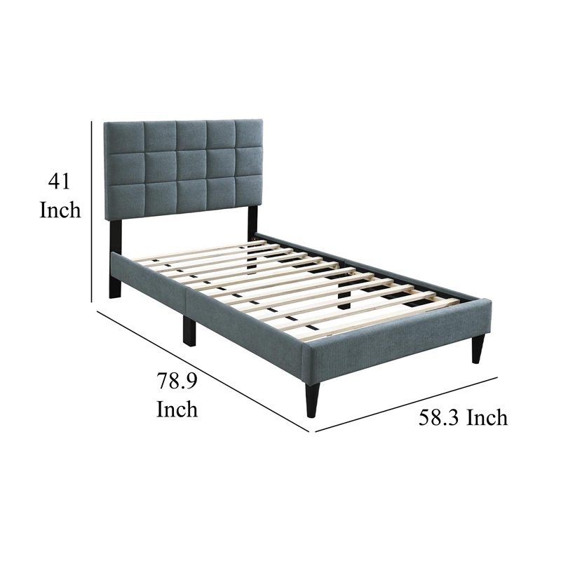 Lilian Full Bed- Tufted Gray Linen Upholstery- Biscuit Tufted Stitch