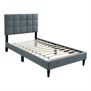 Lilian Full Bed- Tufted Gray Linen Upholstery- Biscuit Tufted Stitch