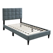 Lilian Full Bed- Tufted Gray Linen Upholstery- Biscuit Tufted Stitch