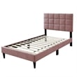 Lilian Twin Bed- Tufted Pink Linen Upholstery- Biscuit Tufted Stitch