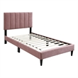 Lilian Full Size Bed- Blush Pink Linen Upholstery- Channel Tufted