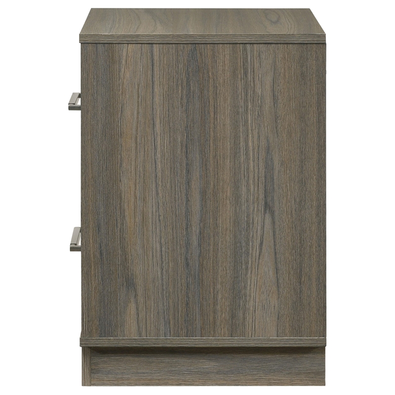 Fene Nightstand- 2 Storage Drawers with Nickel Handles- 24 Inch Gray