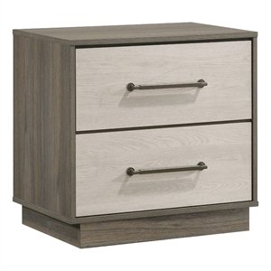 Fene Nightstand- 2 Storage Drawers with Nickel Handles- 24 Inch Gray