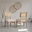 Lno Dining Side Chair Set of 2- Radio Cane Woven Back- Beige Wood