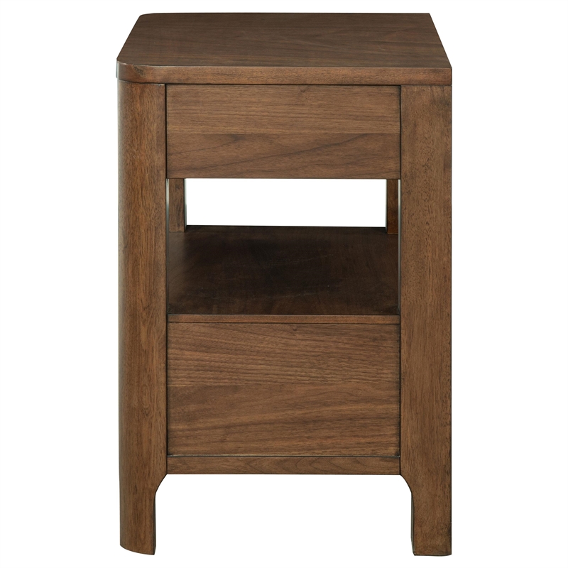 Rie Nightstand w 2 Drawers and Lower Shelf- Walnut Brown Poplar Wood