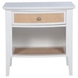 Heo Nightstand- 1 Brown Rattan Woven Drawer- Open Shelf- White Wood