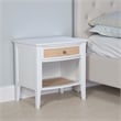 Heo Nightstand- 1 Brown Rattan Woven Drawer- Open Shelf- White Wood