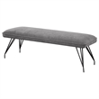 Donne Dining Bench Gray Fabric and Foam Cushion- Metal Legs- 58 Inch