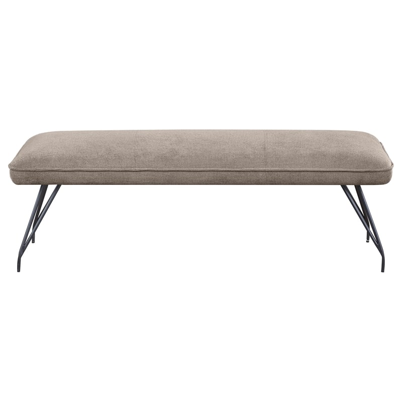 Donne Dining Bench- Taupe Brown and Foam Cushion- Metal Legs- 58 Inch