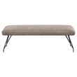 Donne Dining Bench- Taupe Brown and Foam Cushion- Metal Legs- 58 Inch