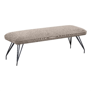 Donne Dining Bench- Taupe Brown and Foam Cushion- Metal Legs- 58 Inch