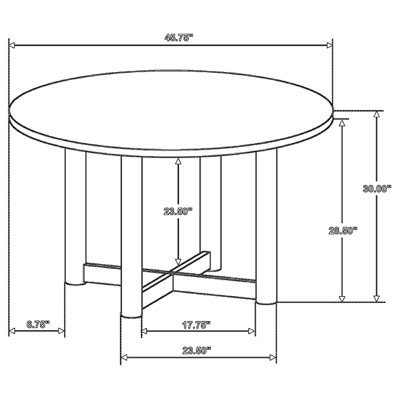 Billie Dining Table- Brown Wood Frame- Cross Legs- Round 46 Inch