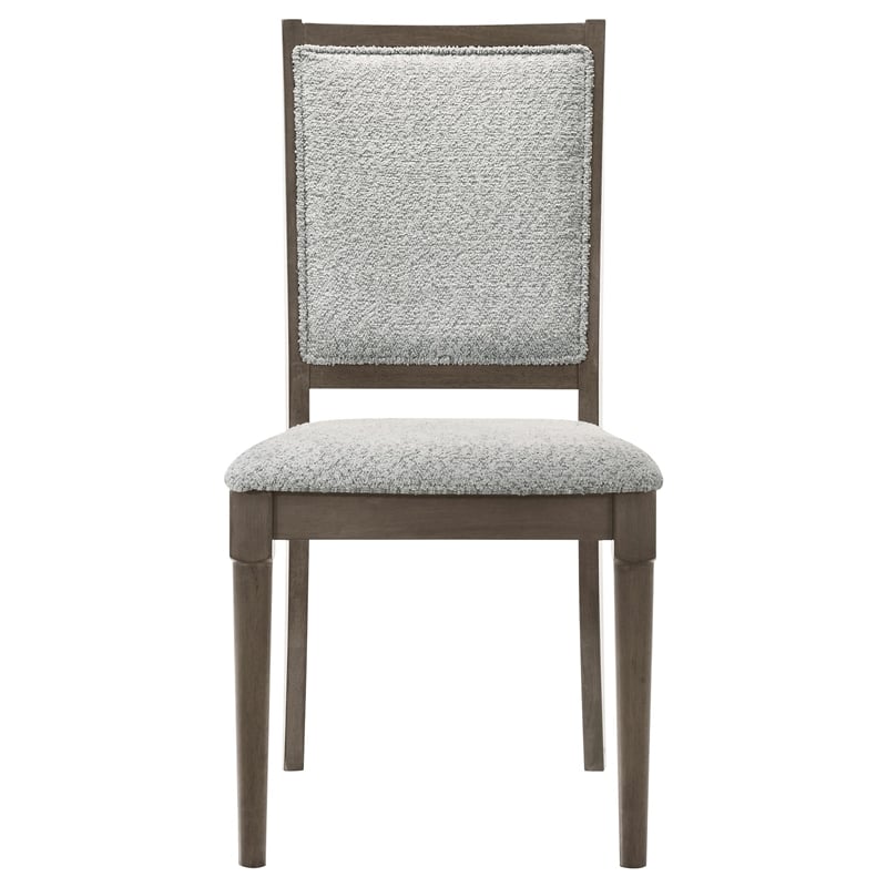 Nolan Dining Chair Set of 2- Gray Fabric- Dark Brown Hardwood Frame