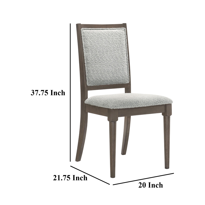 Nolan Dining Chair Set of 2- Gray Fabric- Dark Brown Hardwood Frame