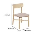 Rida Dining Side Chair Set of 2- Gray Fabric- White Washed Hardwood