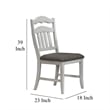 Zeke Dining Chairs-Set of 2-Ladder Back-Classic White Wood-Gray Fabric