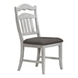 Zeke Dining Chairs-Set of 2-Ladder Back-Classic White Wood-Gray Fabric