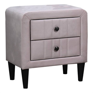 Rheo Nightstand- 2 Drawers- 22 Inch Upholstered in Light Pink Velvet