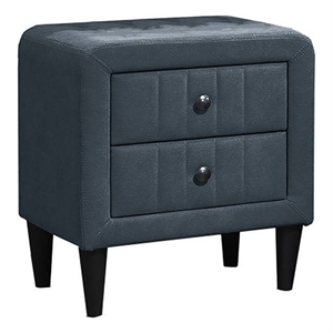 Rheo Nightstand- 2 Drawers- 22 Inch Upholstered in Charcoal Gray Linen