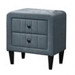 Rheo Nightstand- 2 Drawer- 22 Inch Slate Gray Brushed Linen Upholstery