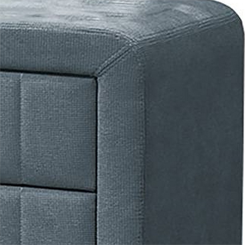 Rheo Nightstand- 2 Drawer- 22 Inch Slate Gray Brushed Linen Upholstery