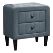 Rheo Nightstand- 2 Drawer- 22 Inch Slate Gray Brushed Linen Upholstery