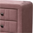 Rheo Nightstand- 2 Drawer- 22 Inch Blush Pink Brushed Linen Upholstery