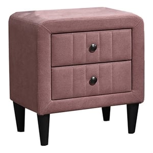Rheo Nightstand- 2 Drawer- 22 Inch Blush Pink Brushed Linen Upholstery