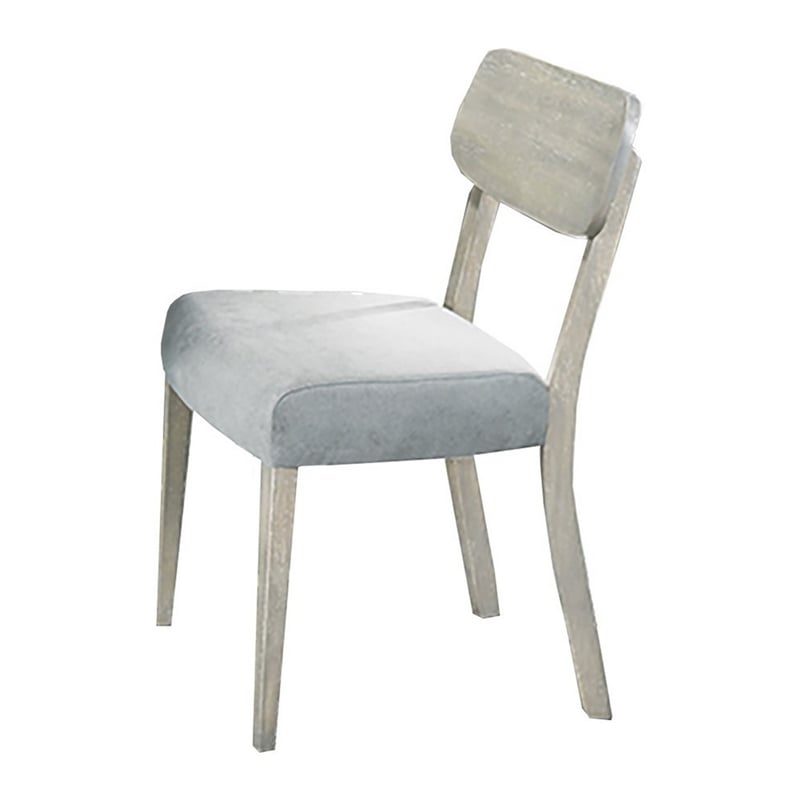 Romy Dining Chairs-Set of 2-Open Back-Natural Wood Grain-Gray Fabric