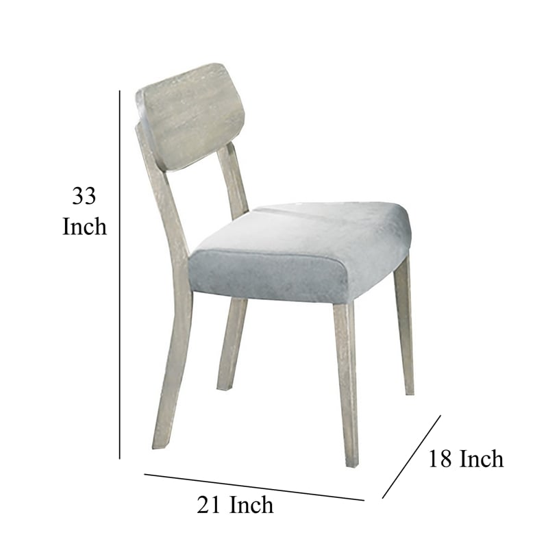 Romy Dining Chairs-Set of 2-Open Back-Natural Wood Grain-Gray Fabric