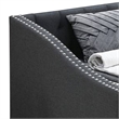 Daybed Sofa w Slats n Trundle Bed- Nailhead Trim- Charcoal Gray Fabric