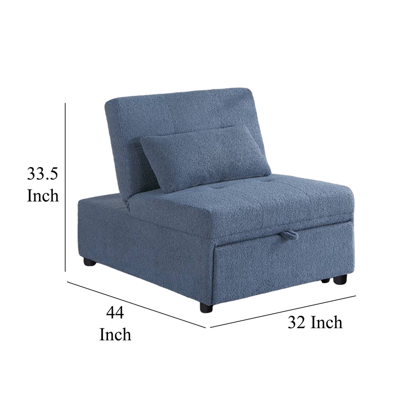 Jiya Convertible Sofa Chair to Single Bed- Blue Fabric- 76 Inch