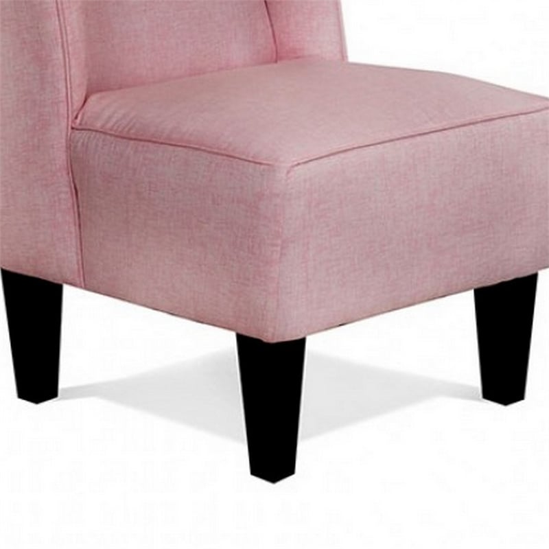 Carie Kids Chair with Wingback and Welt Trim- Solid Wood- Pink Fabric